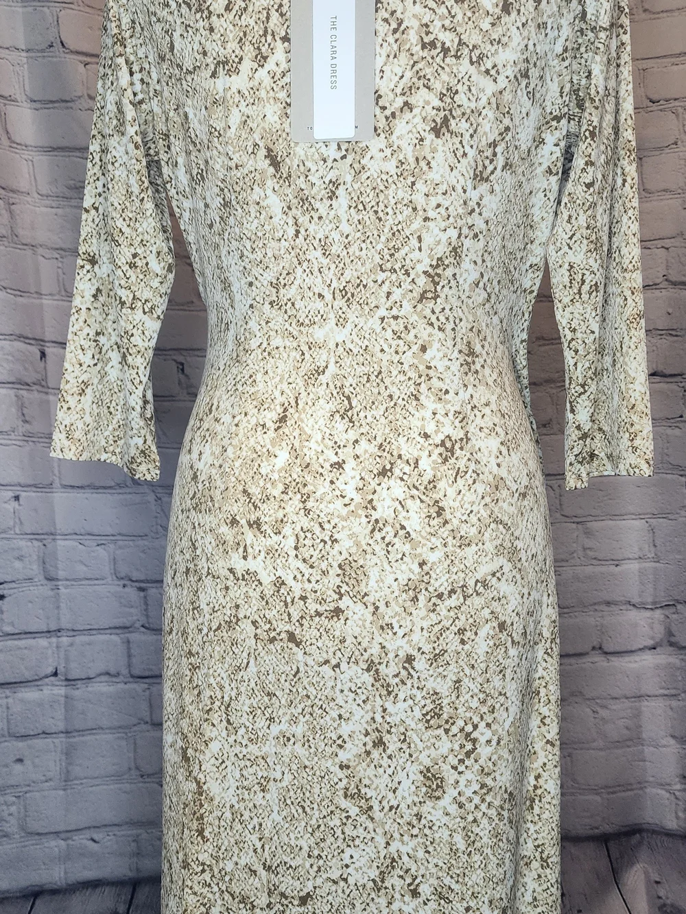 Tommy Bahama Cream and Gold-Print Draped Midi Dress- Clara - Picture 6 of 6